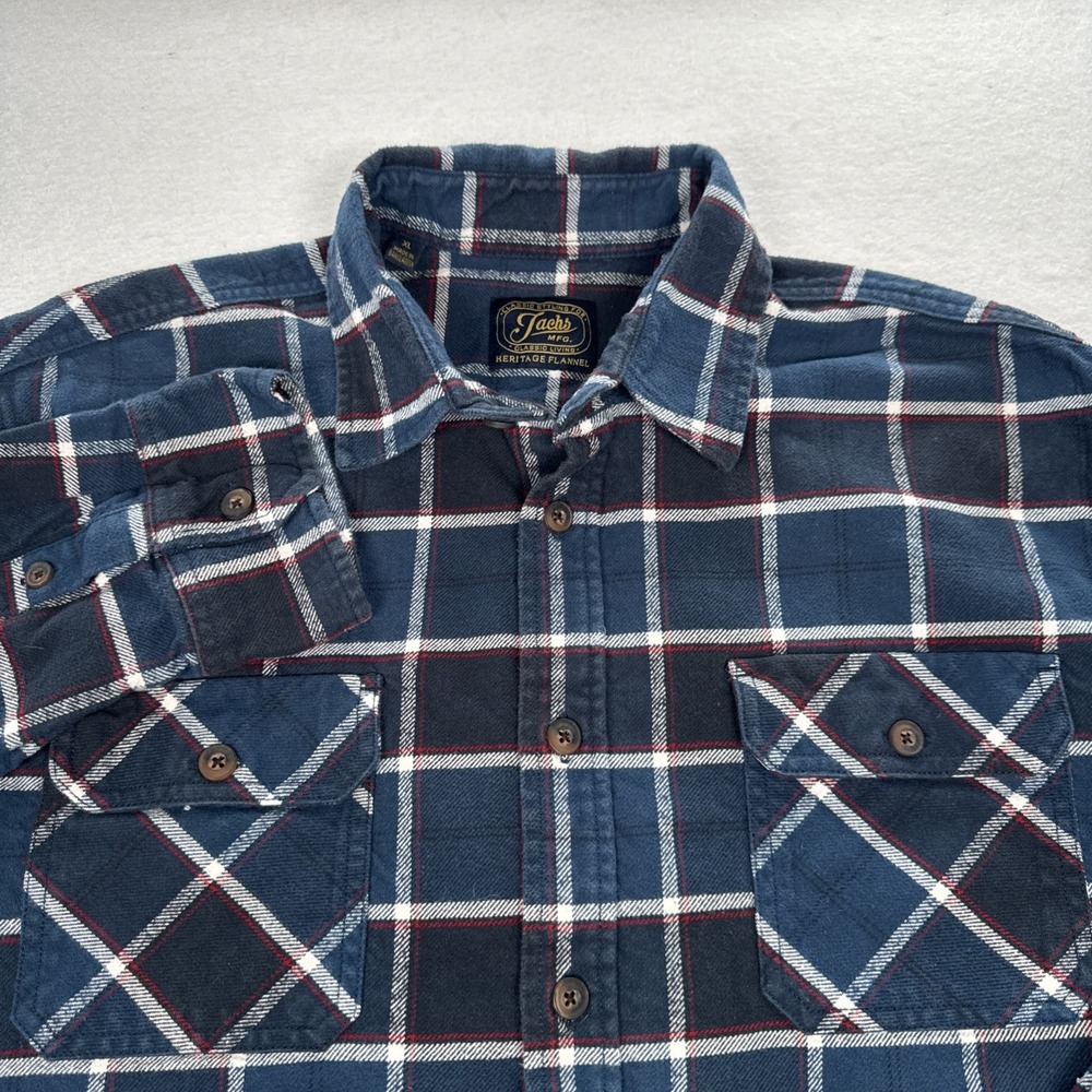Jachs Men's Heritage Flannel Button-Up Shirt XL Long Sleeve Blue Plaid